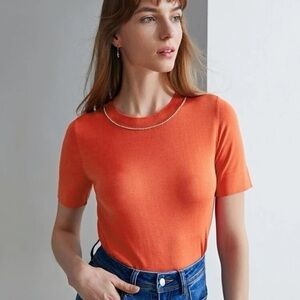 100% Silk Premium Rhinestone Knit Top - NWT